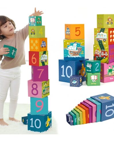 CLASSIC WORLD CW20020 Cuburi puzzle pentru transport Învățarea limbii engleze 10 buc