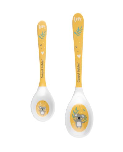 Lingurițe din melamină CANPOL 4/530, 2 buc., animale exotice, galbene
