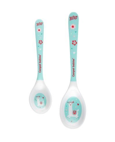 Lingurițe din melamină CANPOL 4/530, 2 buc., animale exotice, turcoaz