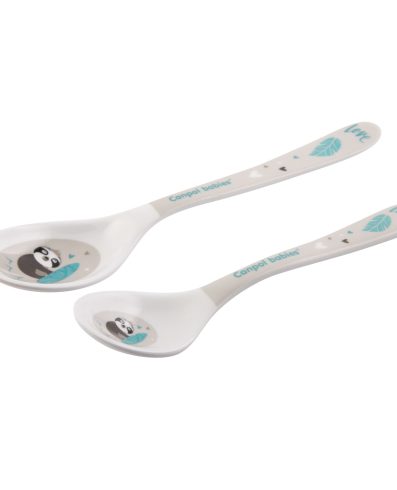 Lingurițe din melamină CANPOL 4/530, 2 buc., animale exotice, gri