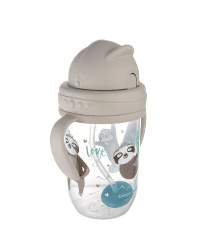 Cană anti-vărsare CANPOL 56/606 cu pai și greutate 270 ml Gri exotic