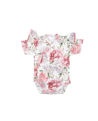 BEBELUȘI 01206 Body pentru bebeluși cu mâneci scurte Bujori 56/62