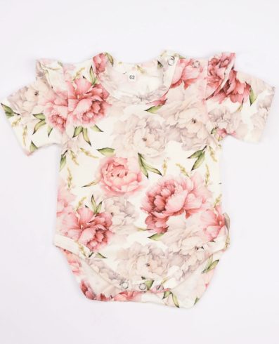 BEBELUȘI 01207 Body pentru bebeluși cu mâneci Bujori 68/74