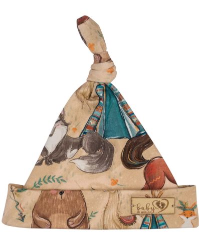 BEBELUȘI 01255 Căciulă Ștrumfita pentru bebeluși, model boho, 7-12 luni.