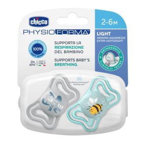 CHICCO 00071037210000 Suzetă PHYSIO LIGHT 2-6M sil 2 buc albastră